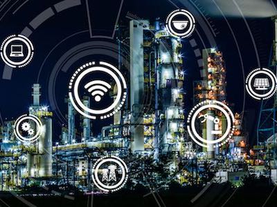 smart factory and Internet of Things. Sensor network. Factory Automation. conceptual mixed media.